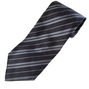 Joseph Abboud Blue-Gray Striped Silk Necktie - Made in Italy - Like New